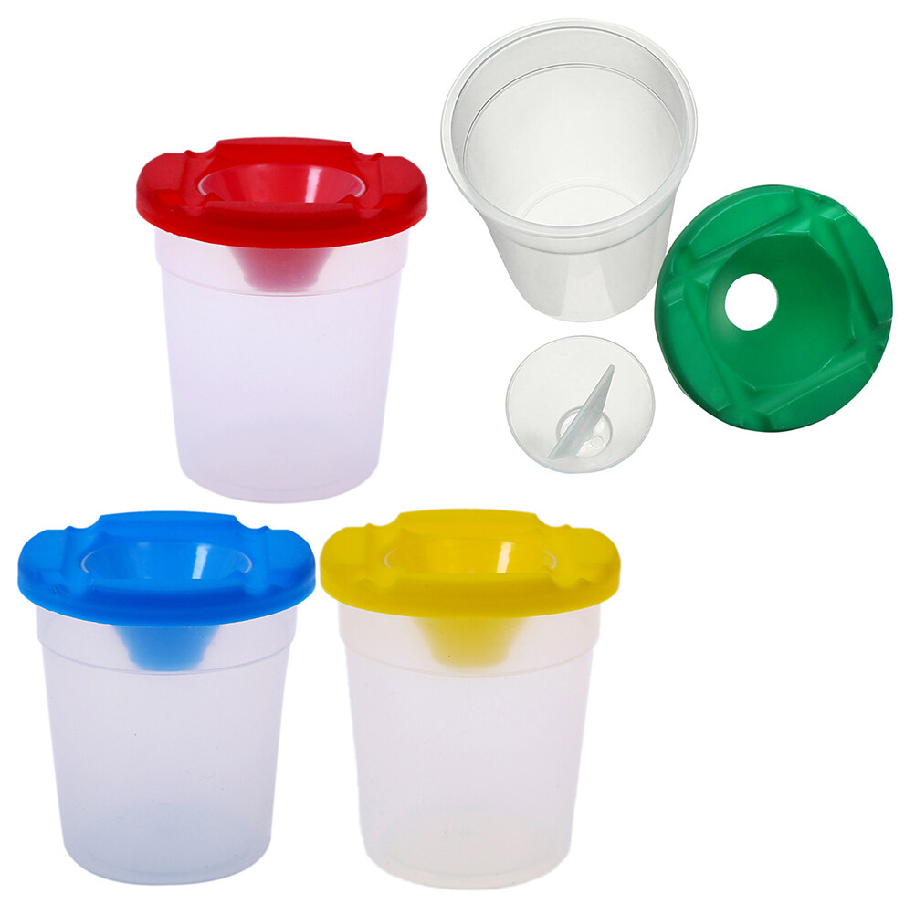 5pcs Transparent Paint Cups Plastic Leakproof Spill-Proof Washing Paint Pen  Cups with Lids Painting Accessory for Students (Random Color) 